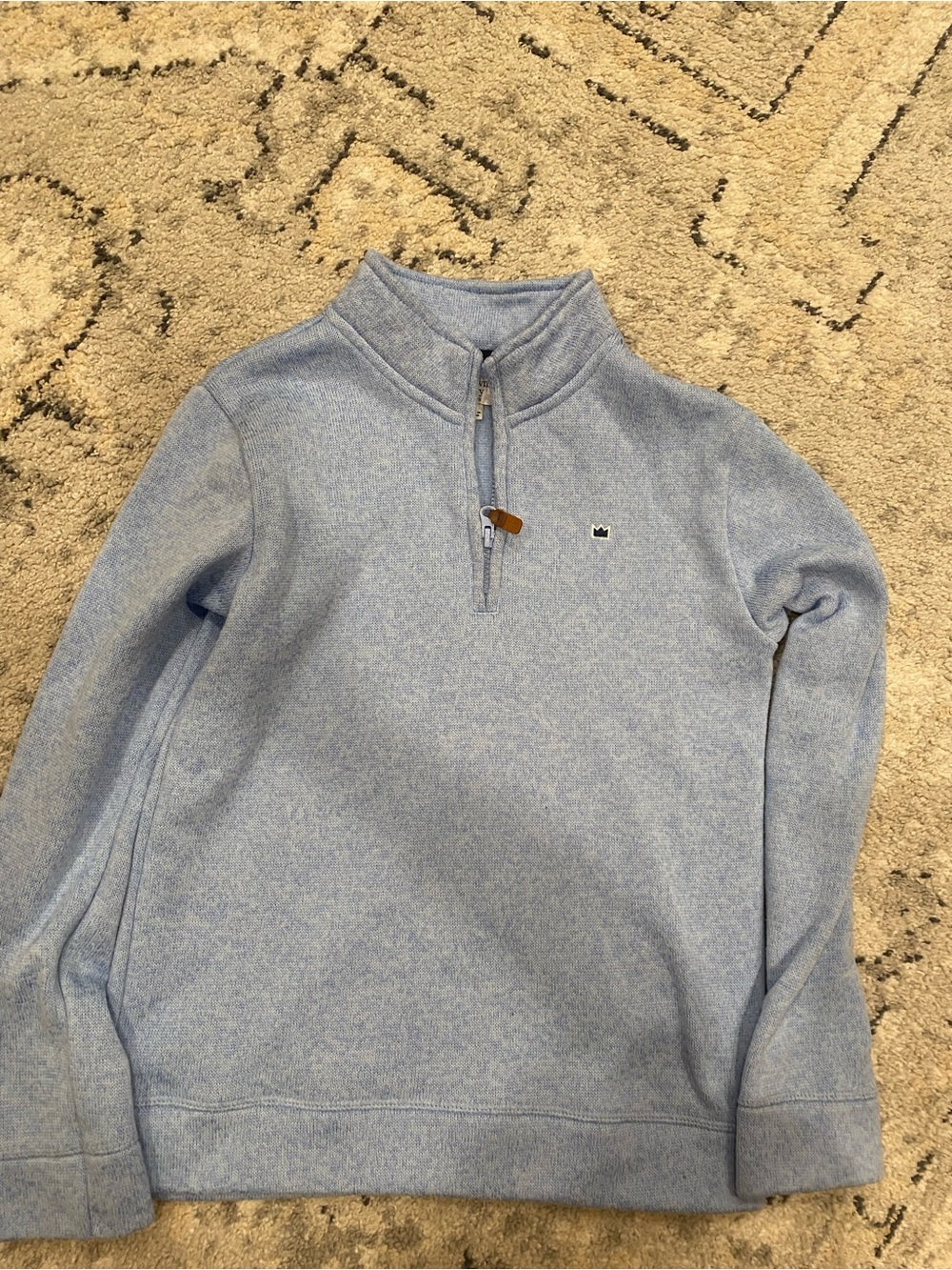 Light Blue Quarter-Zip Sweater with Crown Logo